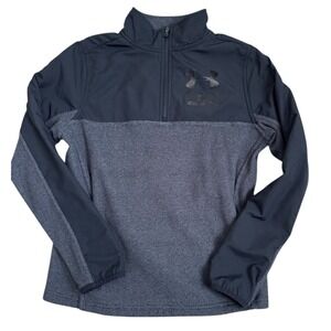 Under Armour ColdGear‎ 1/4 Zip Long Sleeve Pullover Jacket Black Gray Youth L